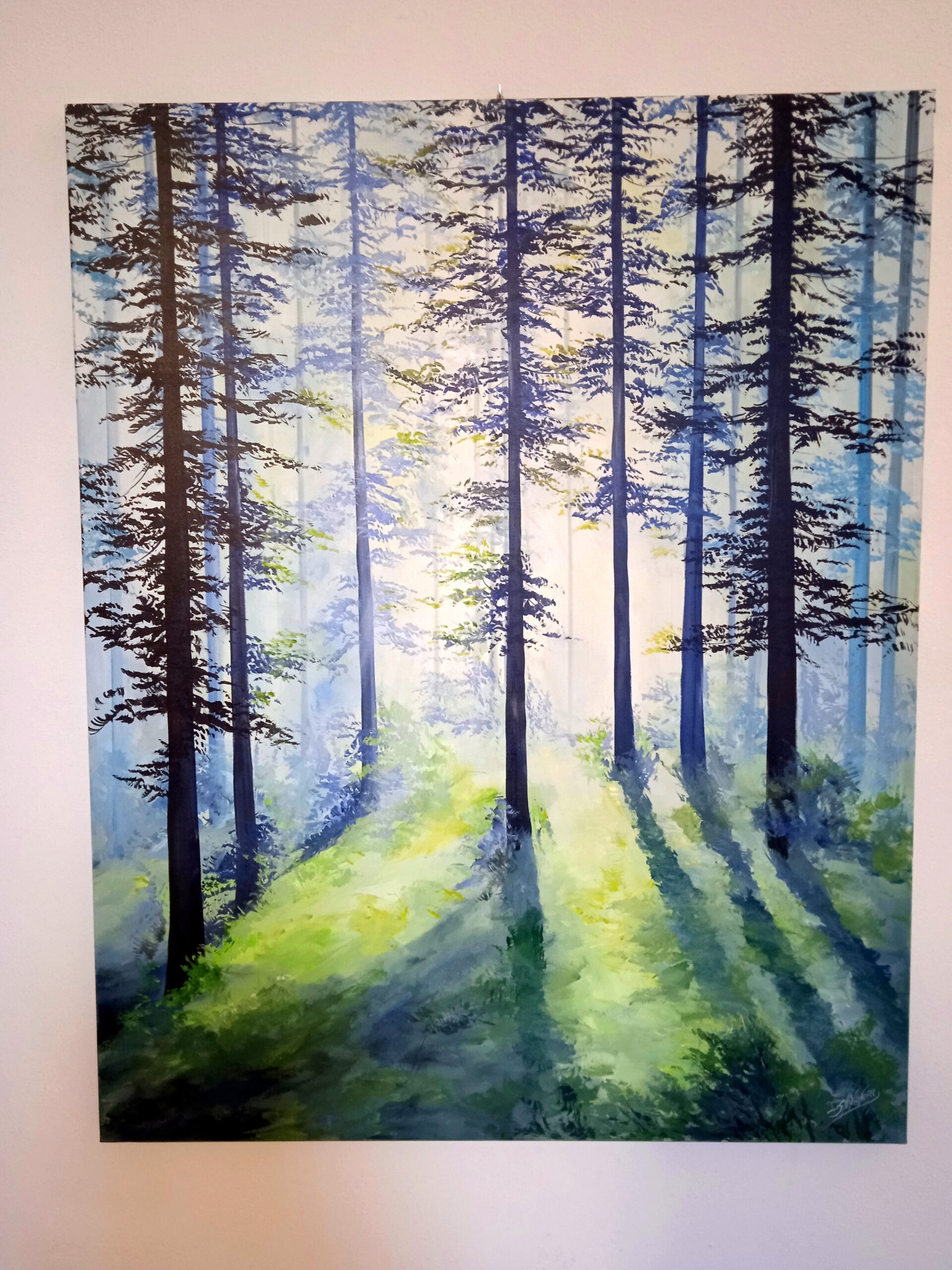 Luce nel bosco,acrilico su tela 80×100