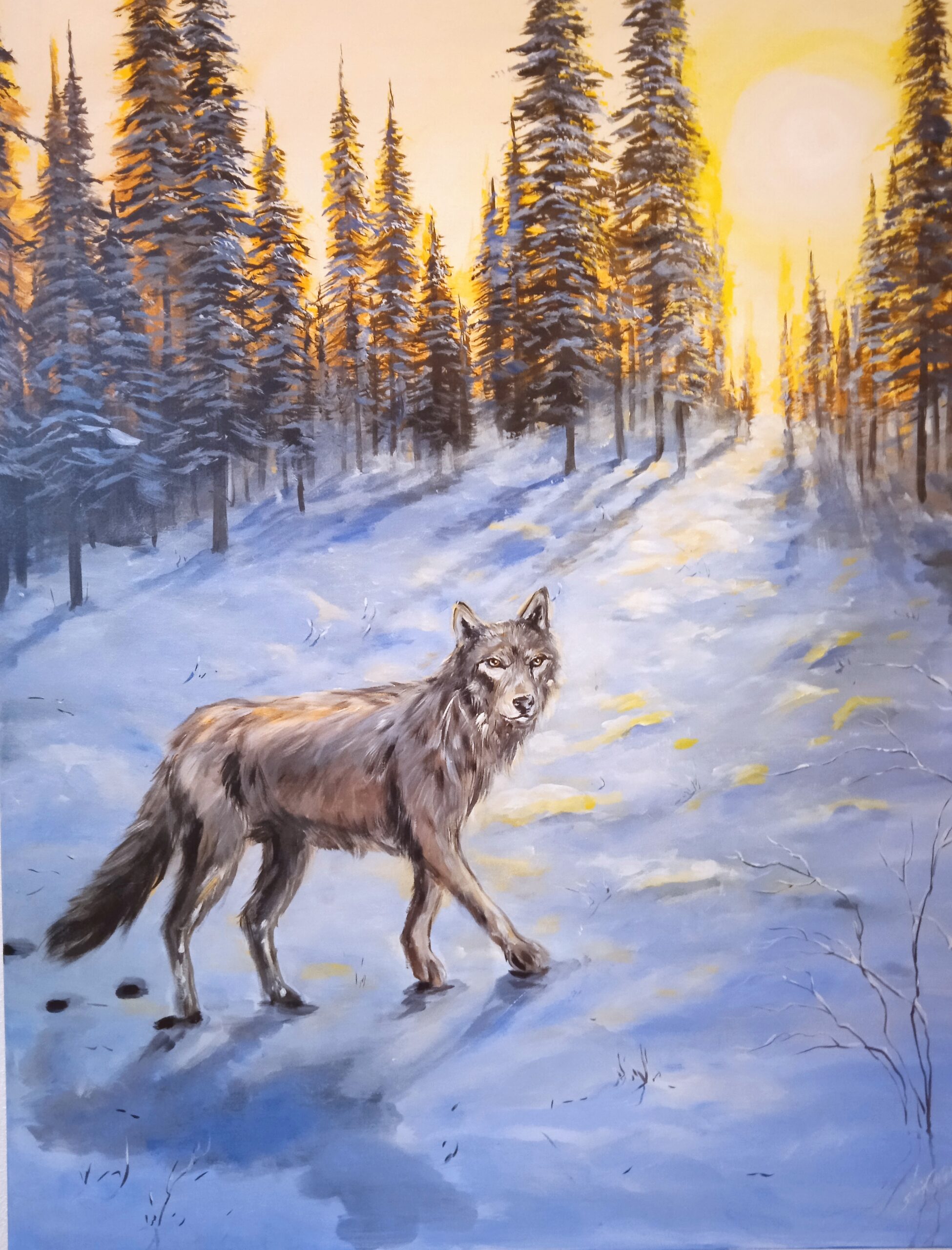 Lupo ,acrilico su tela 80×100