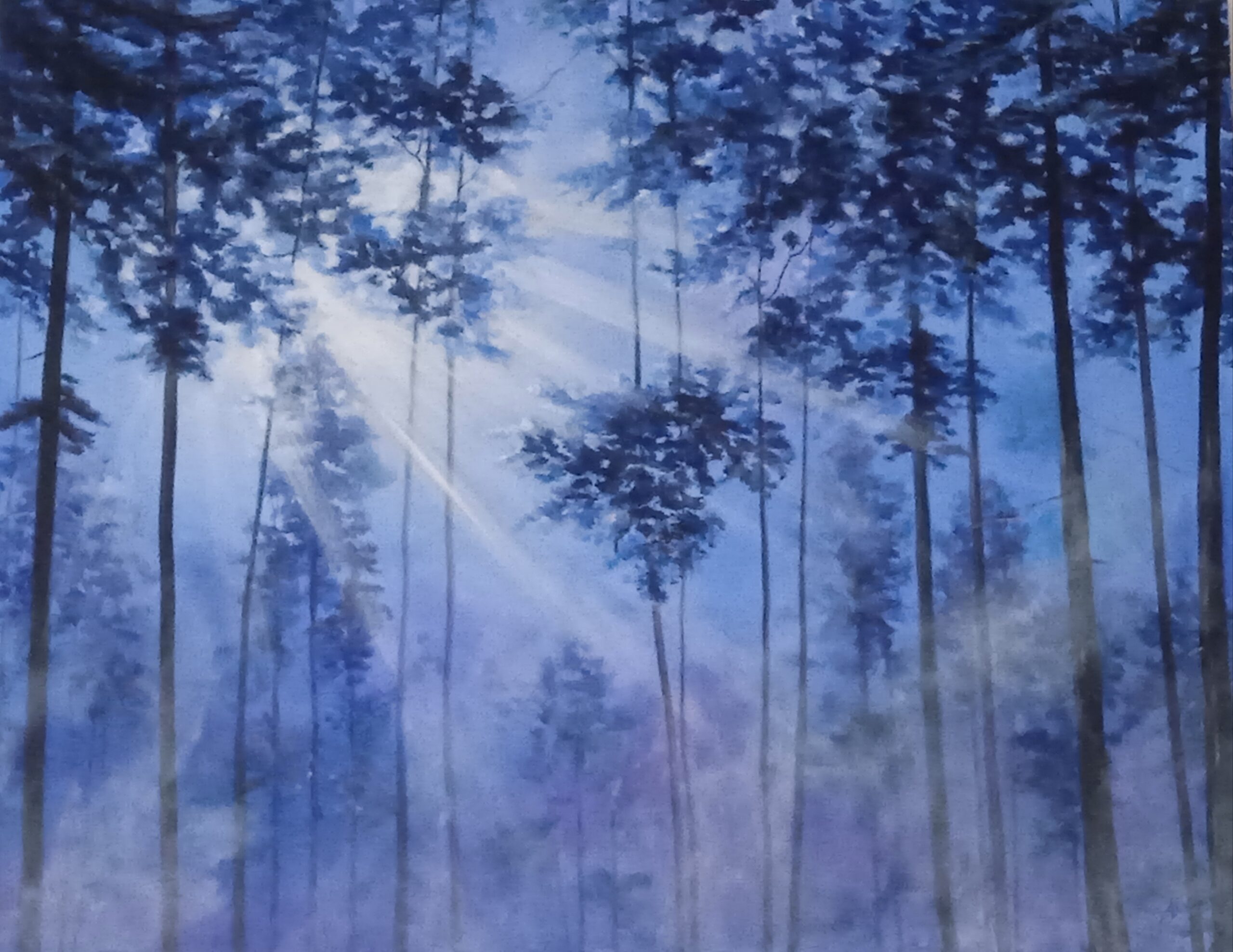 Bosco in blu,acrilico su tela 100×80